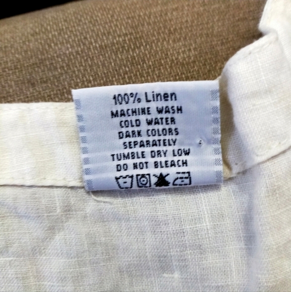 Click By Color Me Cotton Cream V Neck Linen 3/4 Blouse Top Oversized - Picture 11 of 12